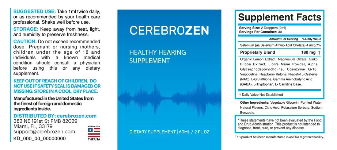 Cerebrozen Supplement Fact